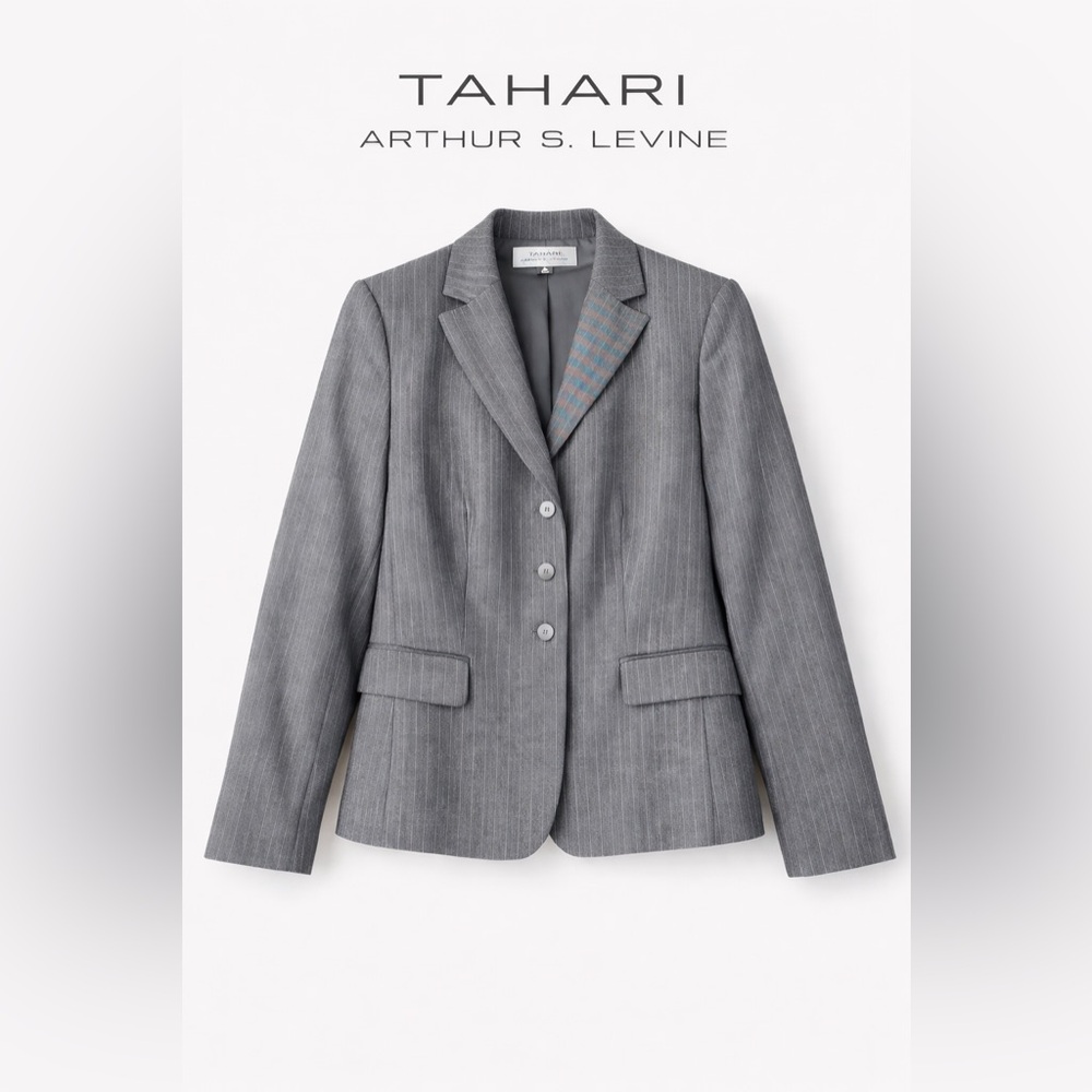 Tahari Gray Pinstripe Blazer